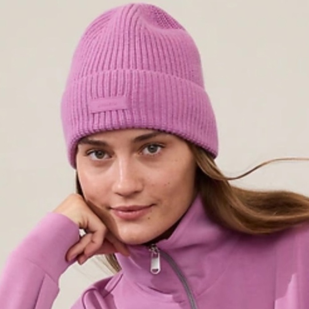 Athleta Cozy Hour Beanie
Pink Ribbed Beanie
Pink Knit Beanie